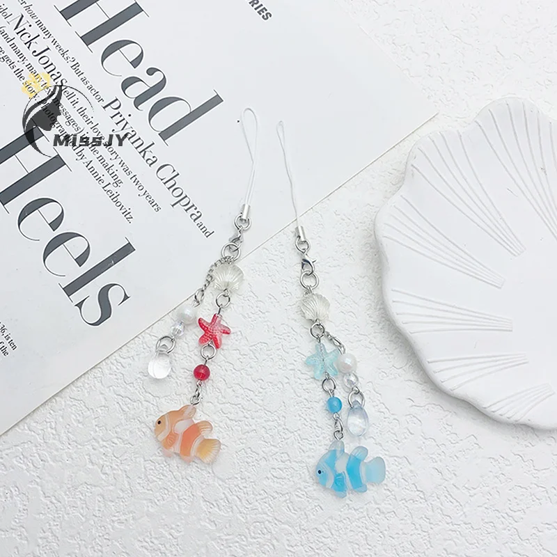 Подвеска для телефона в виде рыбьей морской звезды ракушки мультяшный брелок