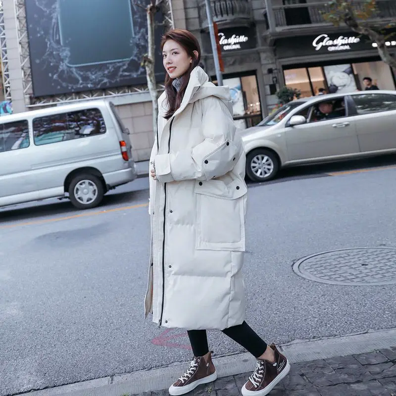 2022  winter new women's winter down jacket plus long-sleeved jacket to keep warm fashion trend coat hooded loose thickening