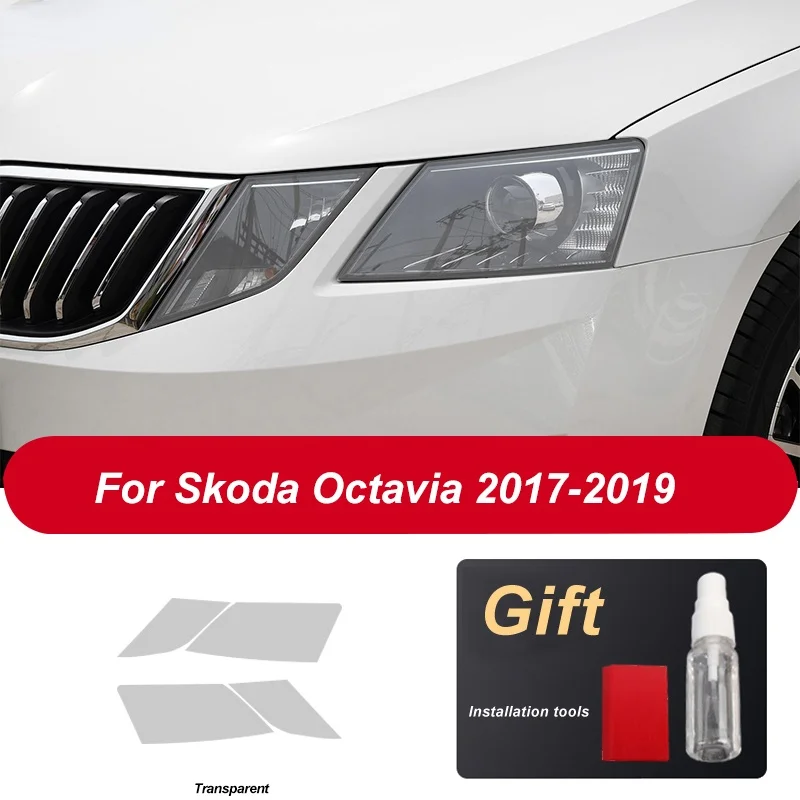 

Car Headlight Protective Film For Skoda Octavia 2017 2018 2019 Headlamp Restoration Transparent Black TPU Sticker Accessories