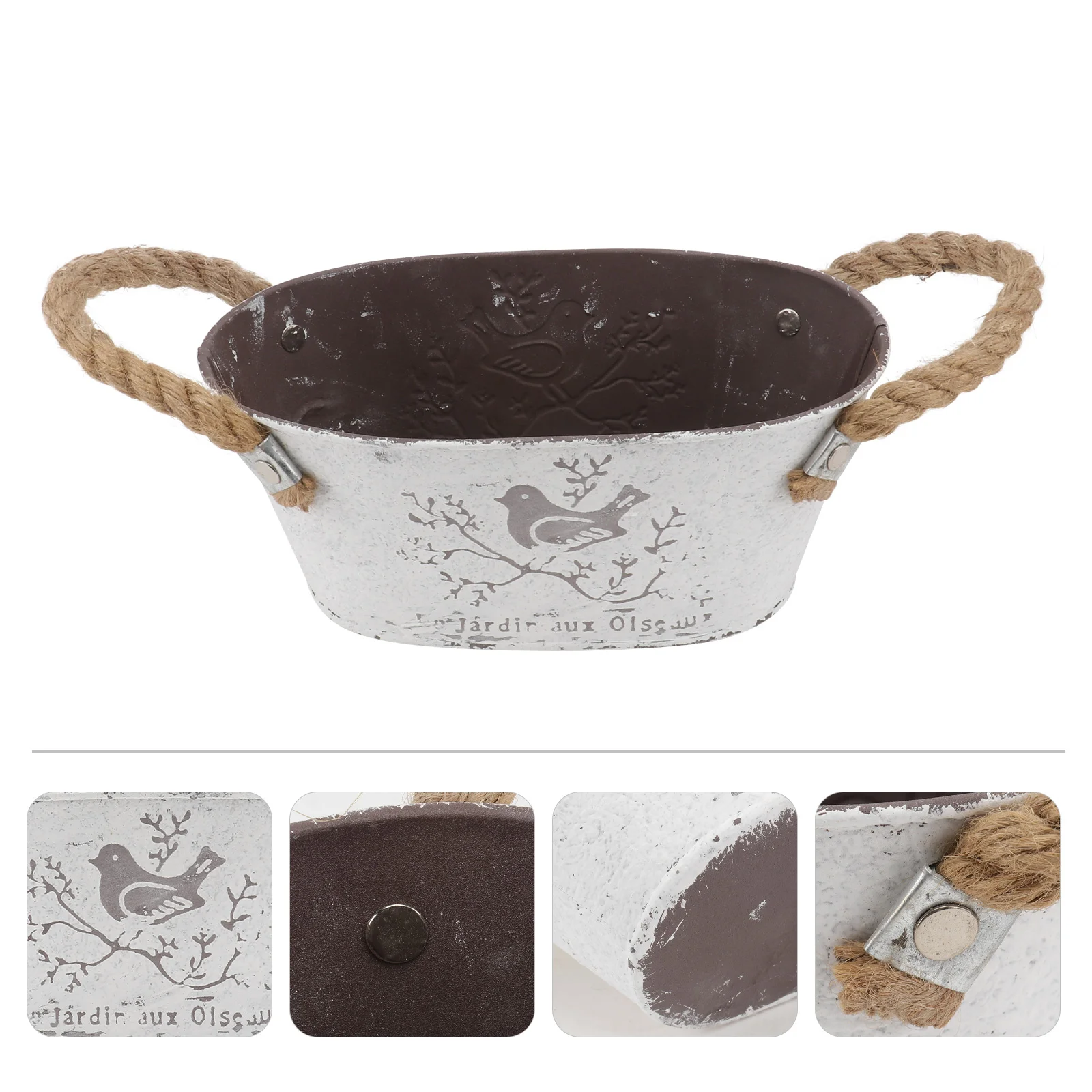 

Metal Vase Flower Bucket Rustic Planter Pot Vintage Farmhouse Iron Galvanized Planters Chic Shabby Jug Ovalpitcher Canfrench Tin