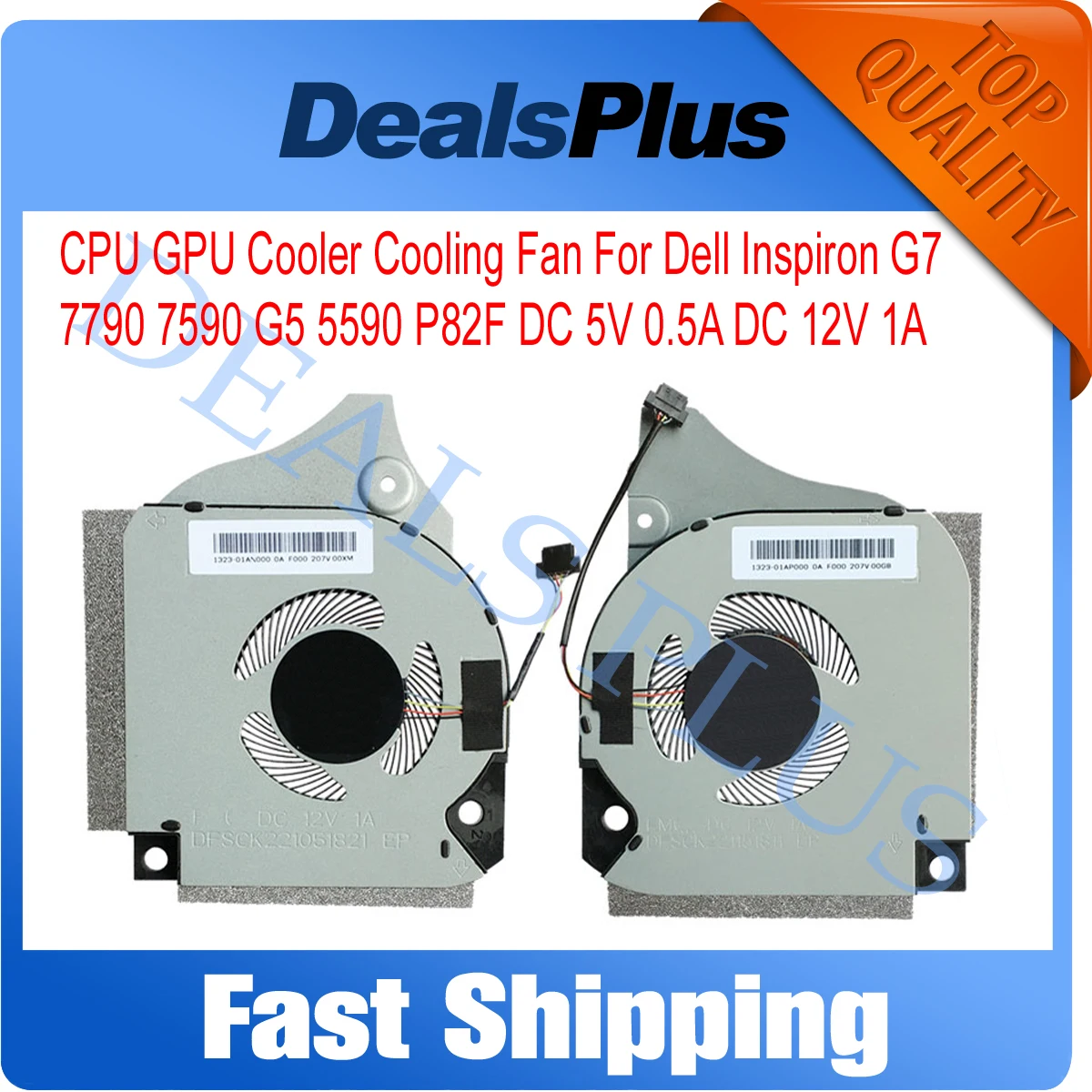 

New Replacement CPU GPU Cooling Fan For Dell Inspiron G7 7790 7590 G5 5590 P82F DC 5V 0.5A DC 12V 1A