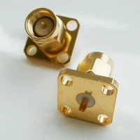 1x pcs rf connector socket sma male center solder 4 hole flange chassis panel mount brass coaxial rf adapters