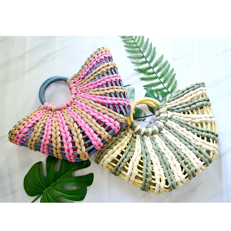 

Summer Round Women Straw Tote Bag Vacation Handmade Beach Bags Female Top Handle Handbag Rattan Lady Purses Bolsas Feminina Big