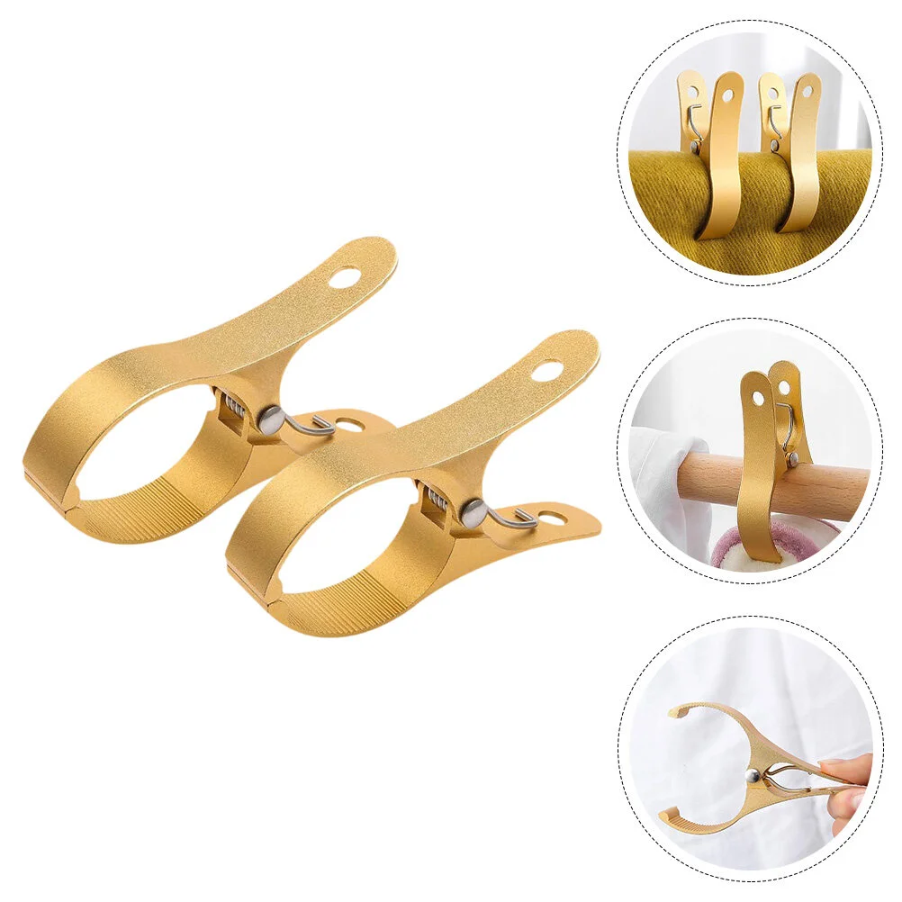 

2 Pcs Quilt Clip Clothesline Clips Non Skid Socks Towel Rack Drying Hanger Aluminum Alloy Vacation Outdoor