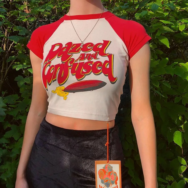 

Кроп-топ женский с коротким рукавом, с принтом в виде специй