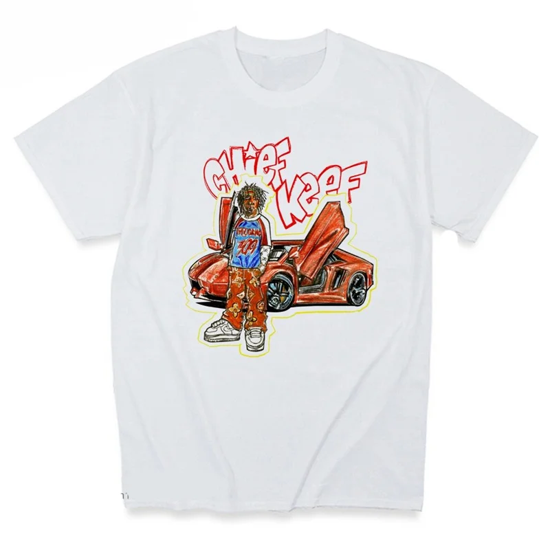 Chief Keef Mens Summer Fashion Hip Hop Oversized T Shirt Harajuku Sleeve Clothing Shirt O-Neck 100% Cotton Unisex T-Shirt