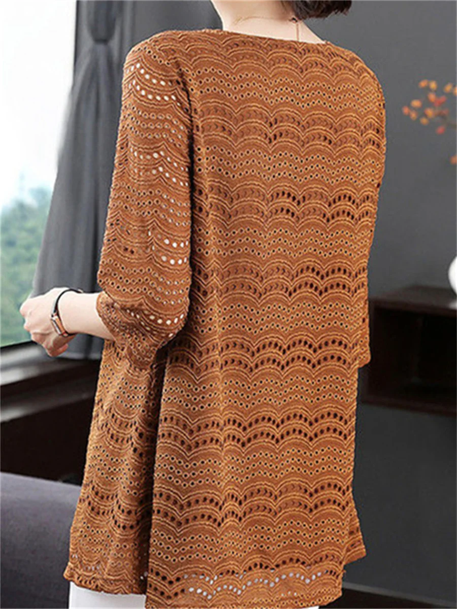 Блузка женская кружевная с полурукавом и круглым вырезом на весну/лето TT2179 |