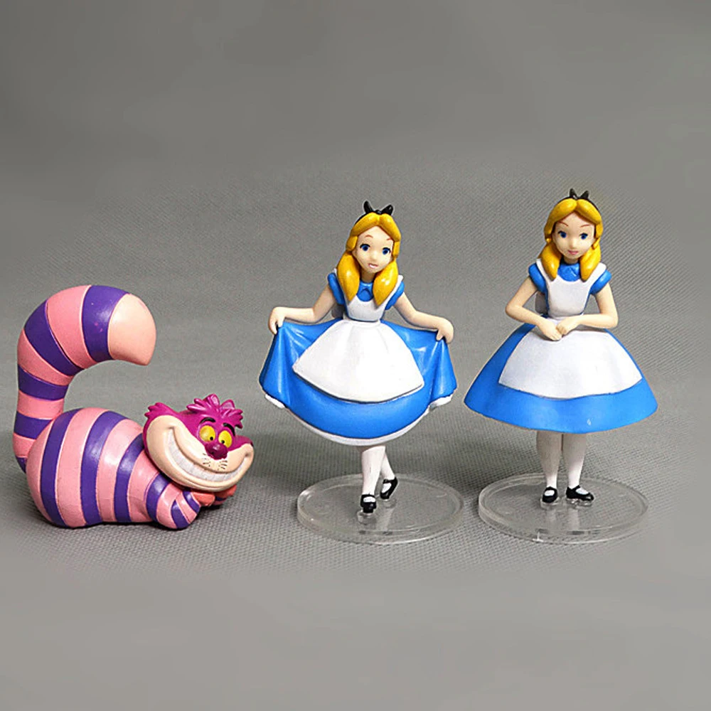 

Hot Classic 19th Century UK Lewis Carro Fairy Tale Alice's Adventures in Wonderland Cheshire Figure Model Toys Gift 3pcs/set