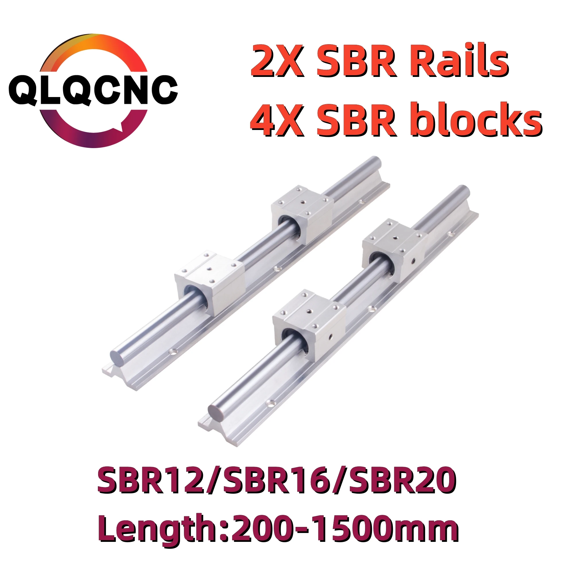 2 комплекта линейных направляющих SBR12 SBR16 SBR20 300 500 1000 1200 мм + 4 шт. SBR12UU SBR16UU SBR20UU подшипники части ЧПУ