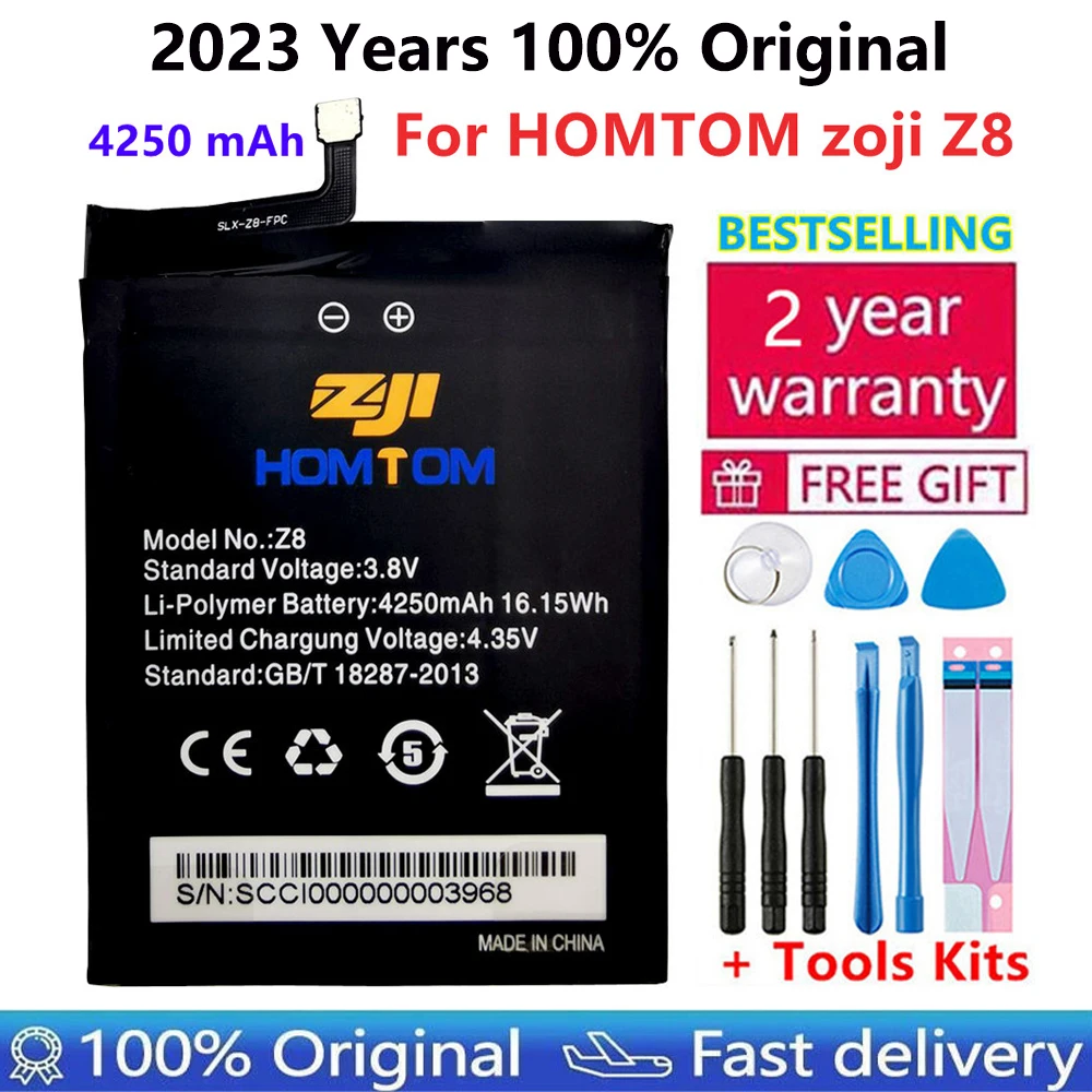 

100% Original NEW High Quality 4250mAh Replacement battery for HOMTOM ZOJI Z8 5.0inch MTK6750 mobile phone batteries Bateria