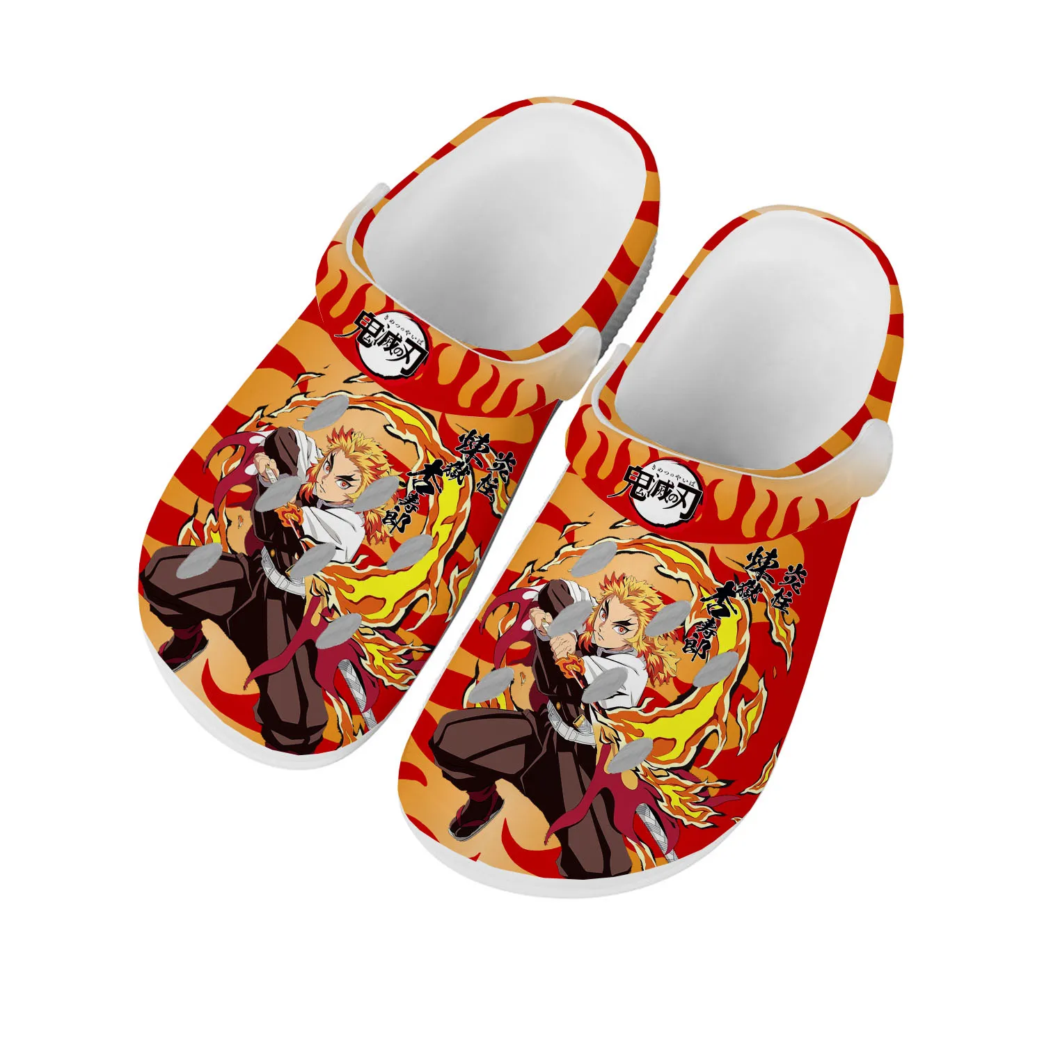 

Flame Pillar Kyojuro Rengoku Demon Slayer Home Clogs Custom Water Shoes Mens Womens Teenager Shoe Garden Clog Beach Hole Slipper