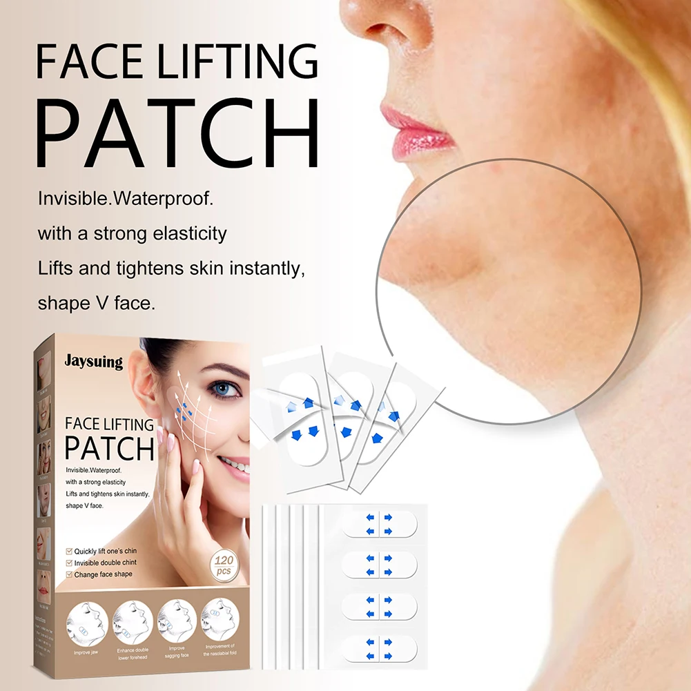 

120pcs Invisible Thin Face Stickers V Shape Chin Line Sagging Lift Patch Face Anti-Wrinkle Skin Lift Tapes Facelifting Patch