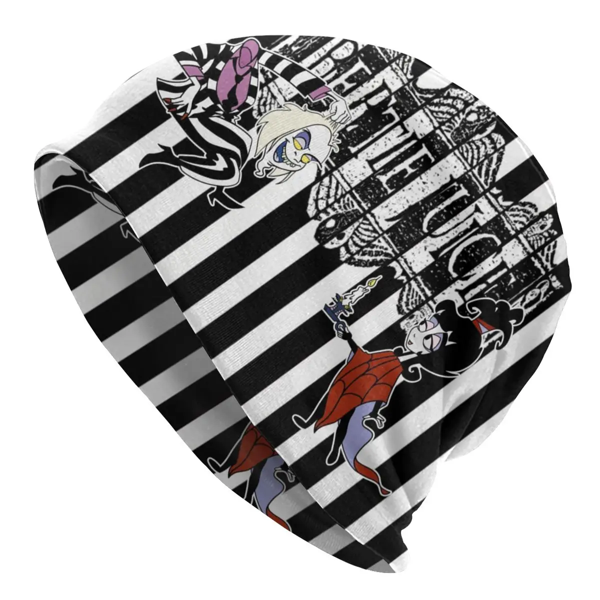 

Custom Movie Beetlejuice And Lydia Slouchy Beanie Hats Cartoon Tim Burton Film Knitting Skullies Beanies Caps for Winter Ski