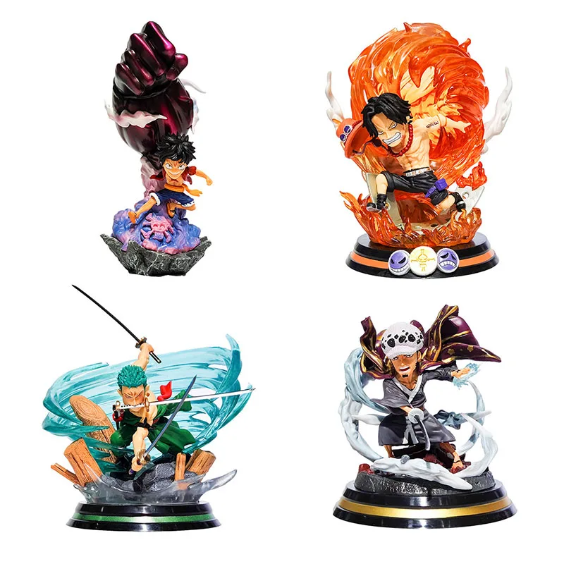 

Anime One Piece Fgurine Q Version GK 12-17CM Action Figure Toy Luffy Zoro Ace Handmade Ornaments Birthday Christmas Gift