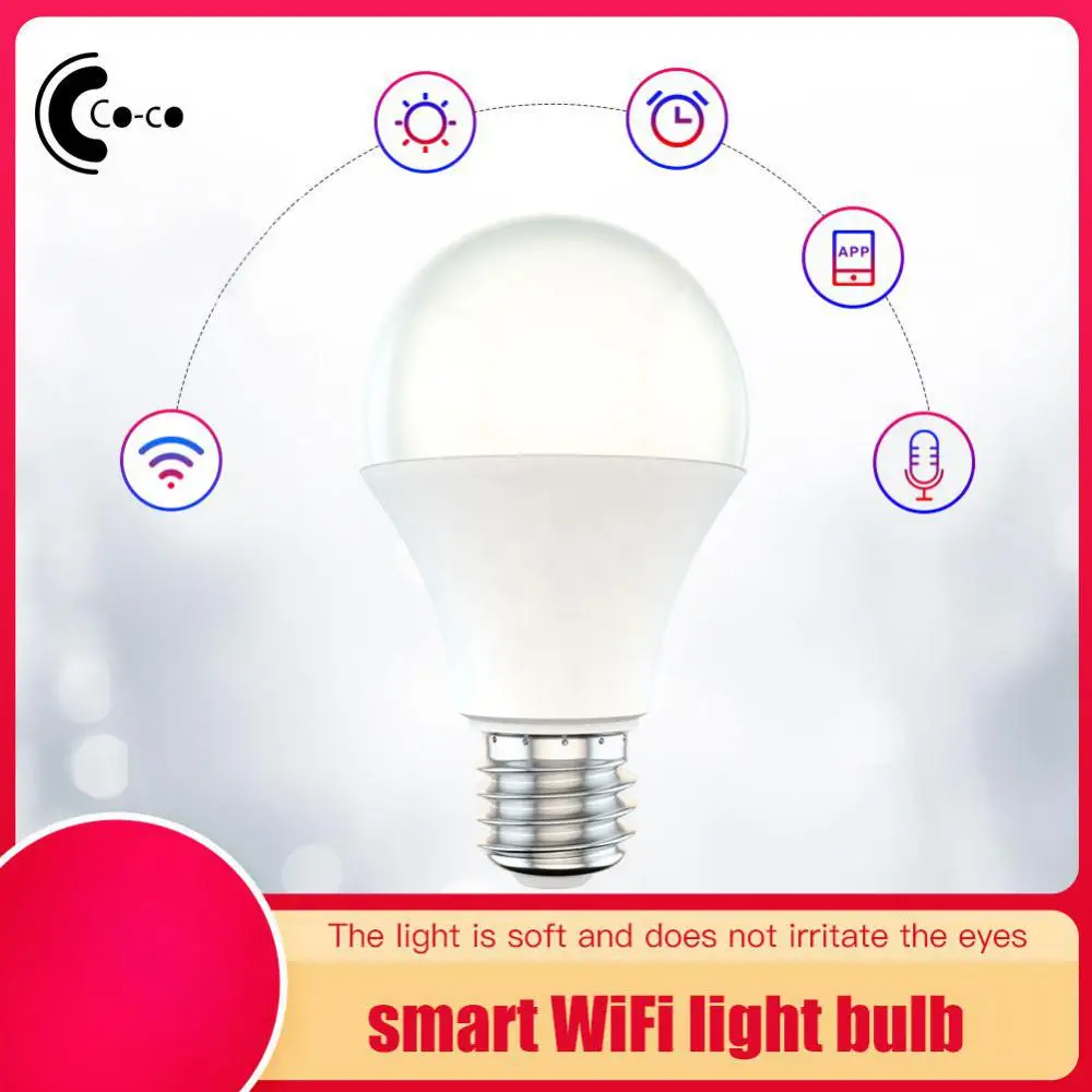 

Smart Light Bulb Voice Control Timing Control Work With Alexa Google Home Wifi Bulb E27 E26 B22 Led Light Bulb Dimmable 9w