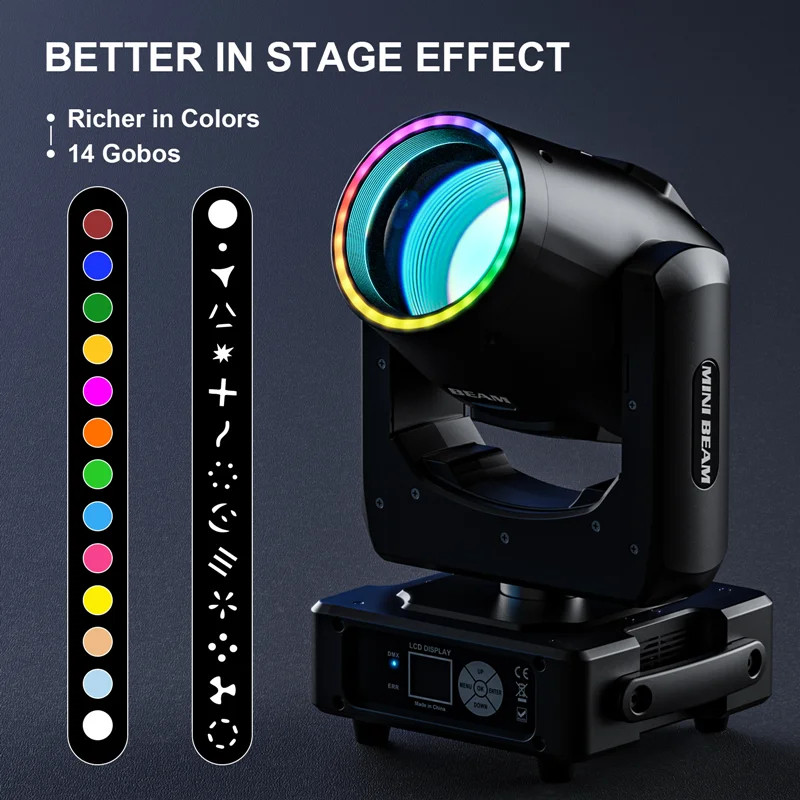 Фото Сценический прожектор 230W 7R с LED-лентой, эффекты световых эффектов, DMX512, для баров, дискотек, ночных клубов, свадеб, вечеринок, концертов, сценических мероприятий и шоу. №5