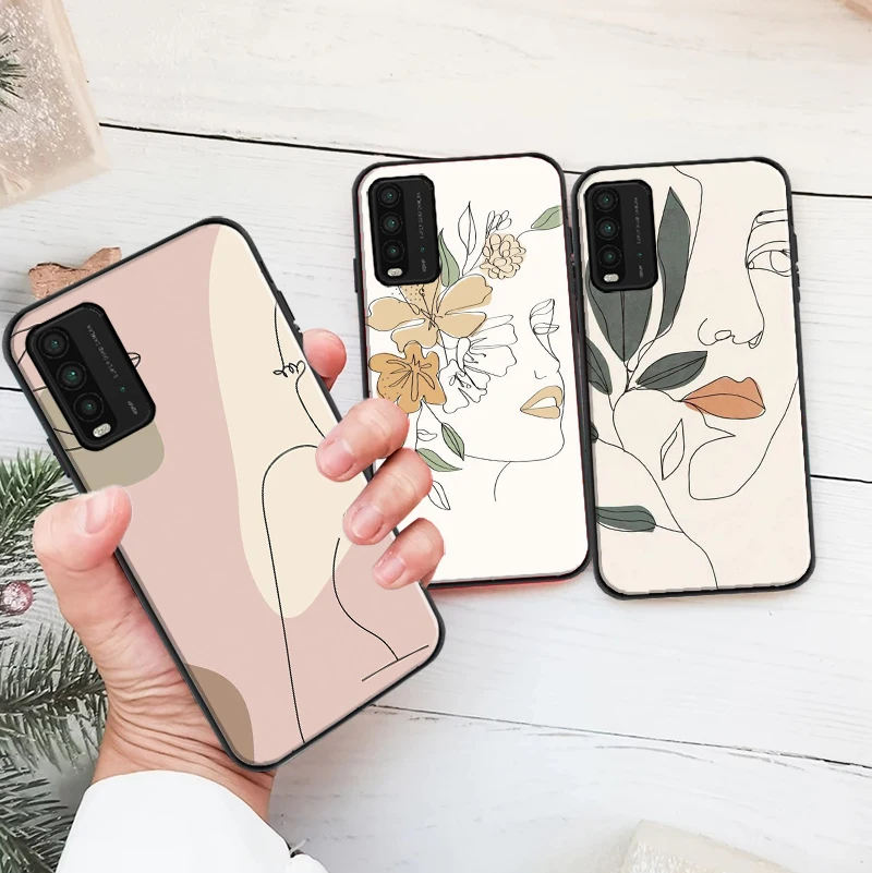 

Abstract Art Line Flower Girl Soft TPU Phone Case For Xiaomi Redmi 9 9i 9AT 9T 9A 9C Note 9 9 9T 9S 9 Pro Max Coque Black Cover