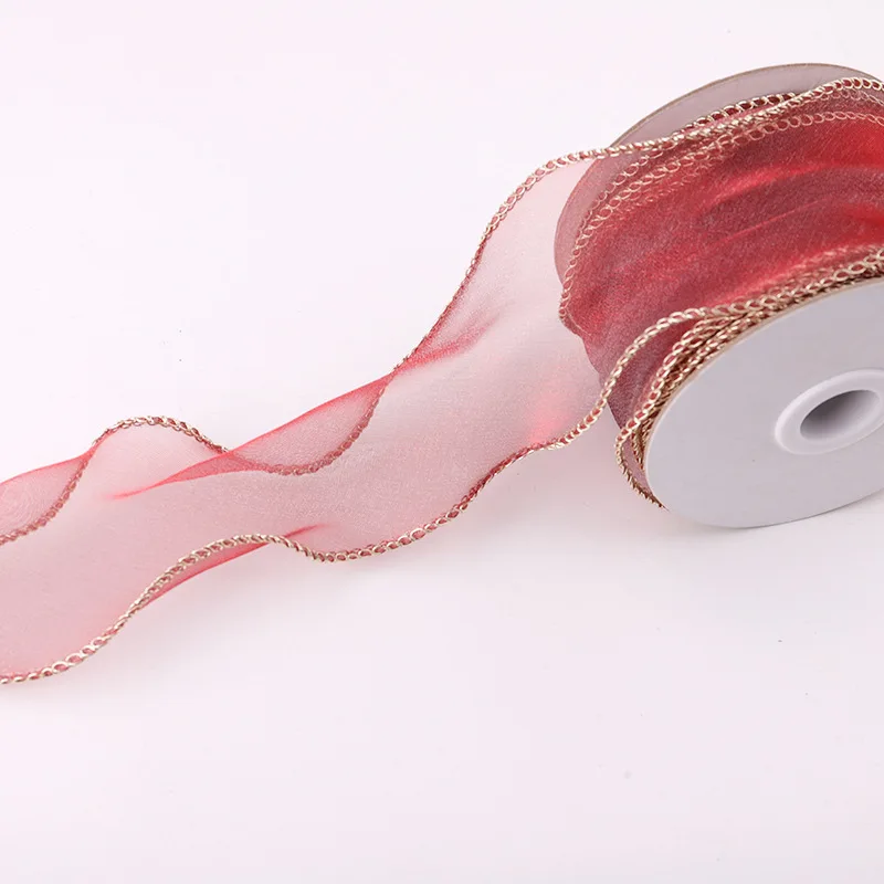 6/10/15 ярдов золотой край рыбий хвост лента бант аксессуары День Святого Валентина