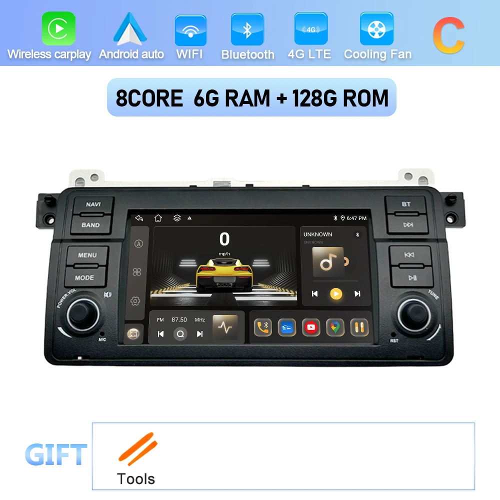 Беспроводная Автомагнитола CarPlay, мультимедийный видеоплеер, навигация GPS, Android, авто для BMW 3 серии E46 1999-2005, головное устройство с Wi-Fi