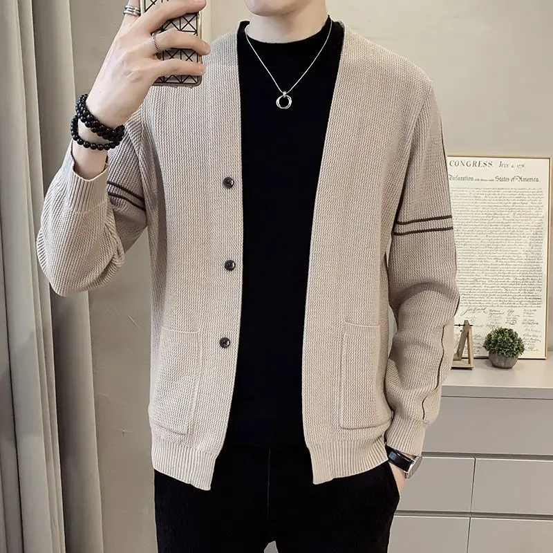 

Male Cardigan Sweater Men Warm Fashion Casual Knitted Sweater Coat Men Loose Long-sleeved Sweater Mens Jumper Clothes Z195