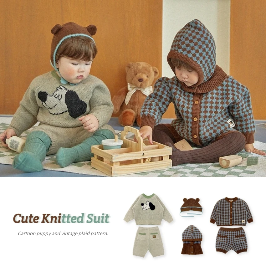 

Children's Sweater 2023 Fall And Winter Cartoon Fashion Boys Knitted Jacket Cotton Cute Plaid Girls Sweater Children's Clothing