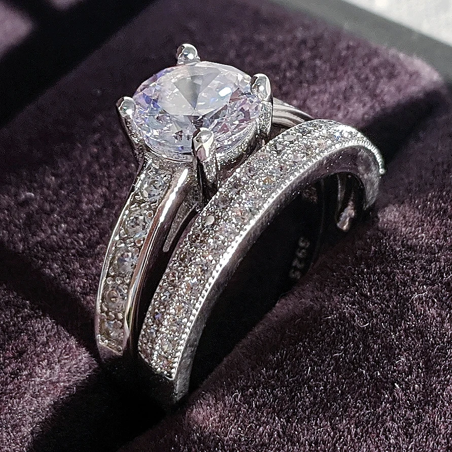 

Новинка 2022 роскошный свадебный комплект колец невесты серебряного цвета с ореолом для женщин Подарок на годовщину ювелирные изделия оптов...