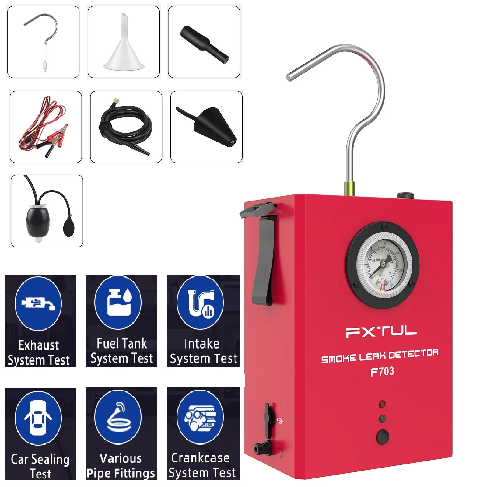 

FXTUL F703 Car EVAP System Smoke Detector Tester Gas Analyzers For Automotive Smoke Leakage Test Pipe Leakage Analyzer