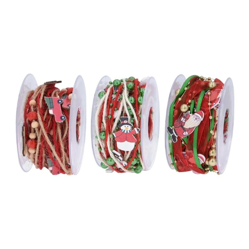 

Christmas Beaded Ribbon 5m Length, Festive Decoration for Tree and Home