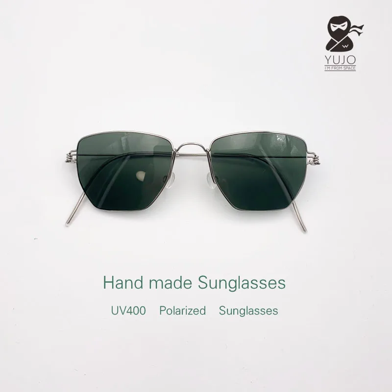 Hand made large square UV400 Polarized Sunglasses Prescription dark green myopia Sunglasses.Lens width 50mm, height 40mm