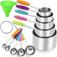kitchen baking stainless steel graduated measuring spoon silicone handle measuring cup measuring spoon 10 piece set