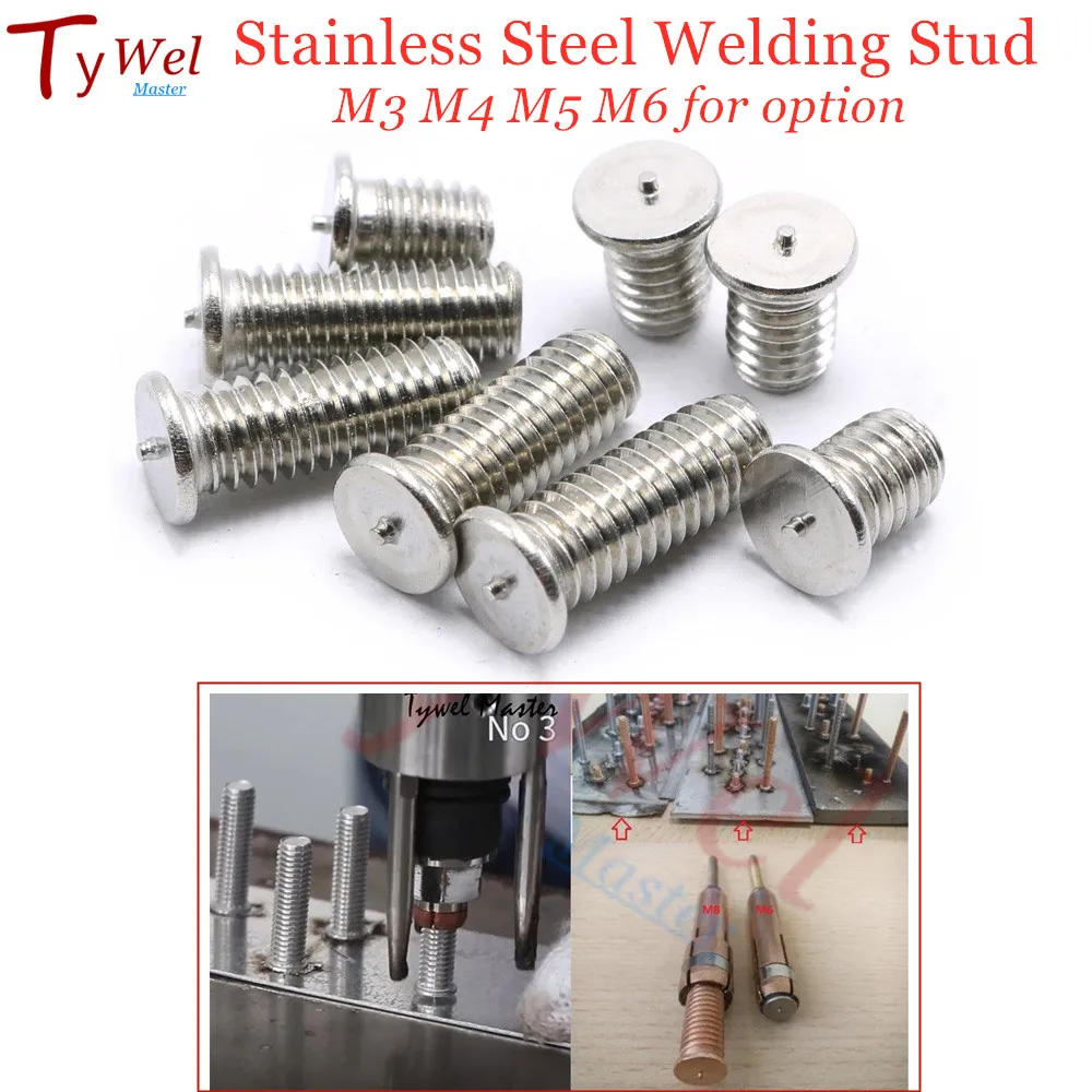 Stainless Steel Welding Stud M3 M4 M5 M6 Capacitor Discharge Nut Spot Welding Screws CD Welder Nails for Stud Welding