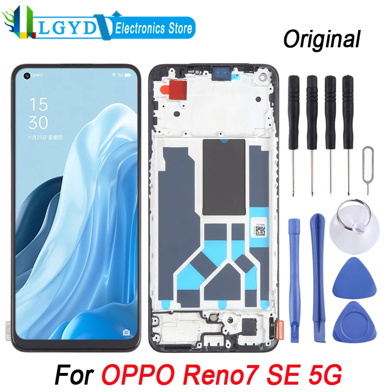 

Для OPPO Reno7 SE 5G оригинальный AMOLED ЖК-экран дисплей и дигитайзер полная сборка Замена с рамкой