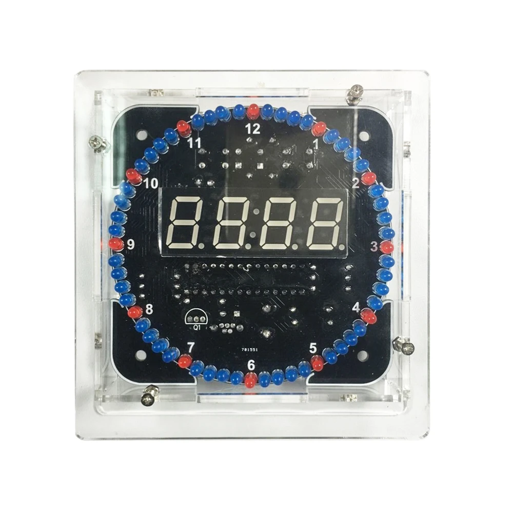

DIY Microcontroller Light Red/blue C51 Control Clock Kit Temperature DS1302 Rotating LED Running Light Production Parts