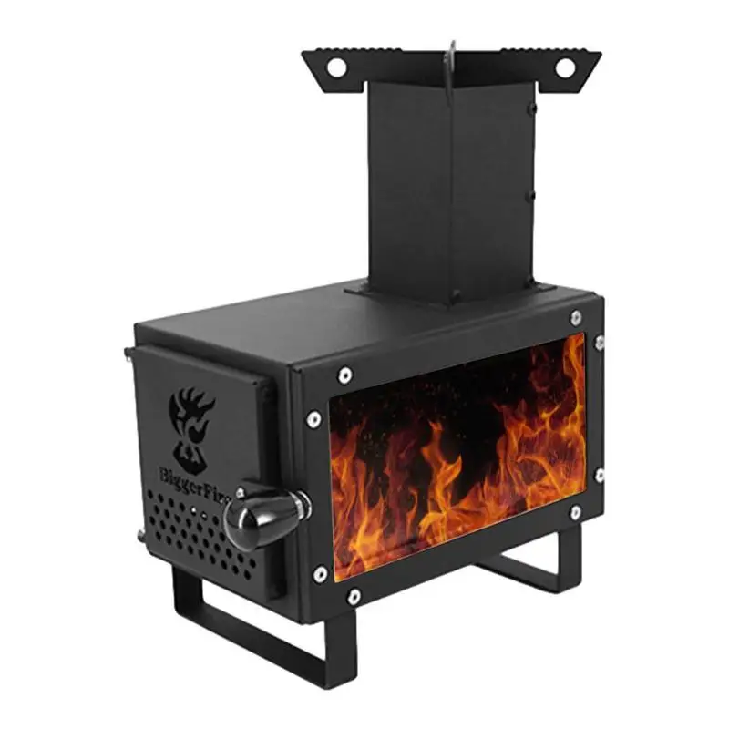 

Портативная дровяная плита с дымовой трубкой для кемпинга, дровяная плита для нагрева и приготовления пищи