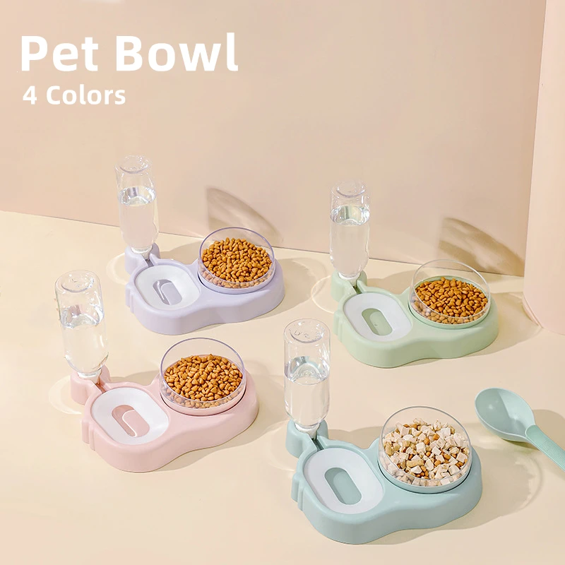 

Pet Cat Bowl Automatic Feeder Dog Cat Food Bowl With Water Fountain Double Bowl Drinking Raised Stand Dish Bowls For Cats