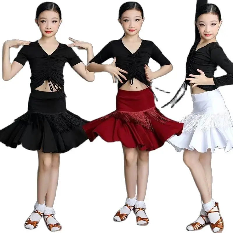 

Girls Ballroom Latin Dance Clothes Kids Salsa Performance Costumes competition Girls Figure Rumba Chacha Dress Rave Outfits