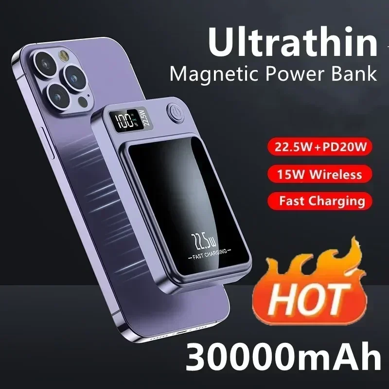 

Wireless Fast Charger For Magsafe Magnetic Power Bank Portable External Auxiliary Battery Pack for Apple Xiaomi iPhone 13 14 11