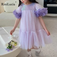 rinilucia summer girl dress birthday party sequins ruffles short sleeve princess tulle dress children wedding tutu dresses
