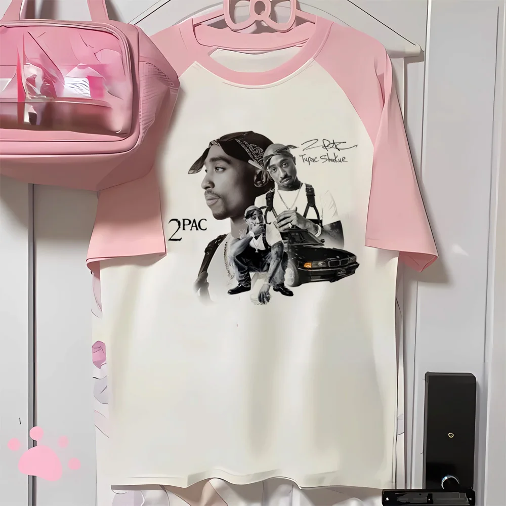 Tupac t-shirt female hip hop Grunge Graphic Pop Culture Digital korean clothes Colorful Comfortable