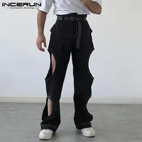 incerun american style men sexy casual hollowed out pantalons fashion male all match long pants casual streetwear trousers s 5xl
