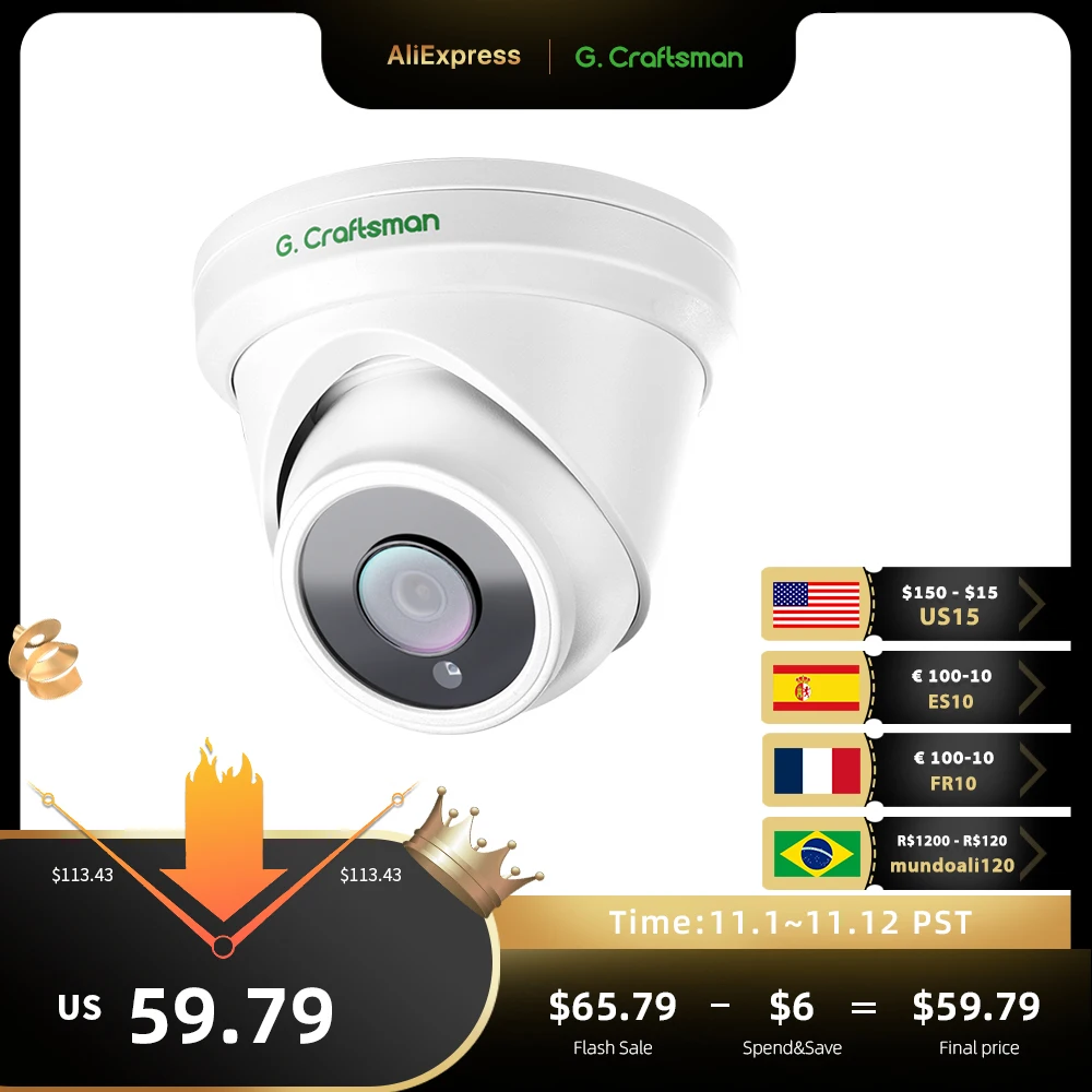 Цена IP-камера 4K POE 20fps SONY Sensor Security CCTV Cam H.265 внутренняя и наружная аудиосистема видеонаблюдения Onvif D2M8S G.Craftsman