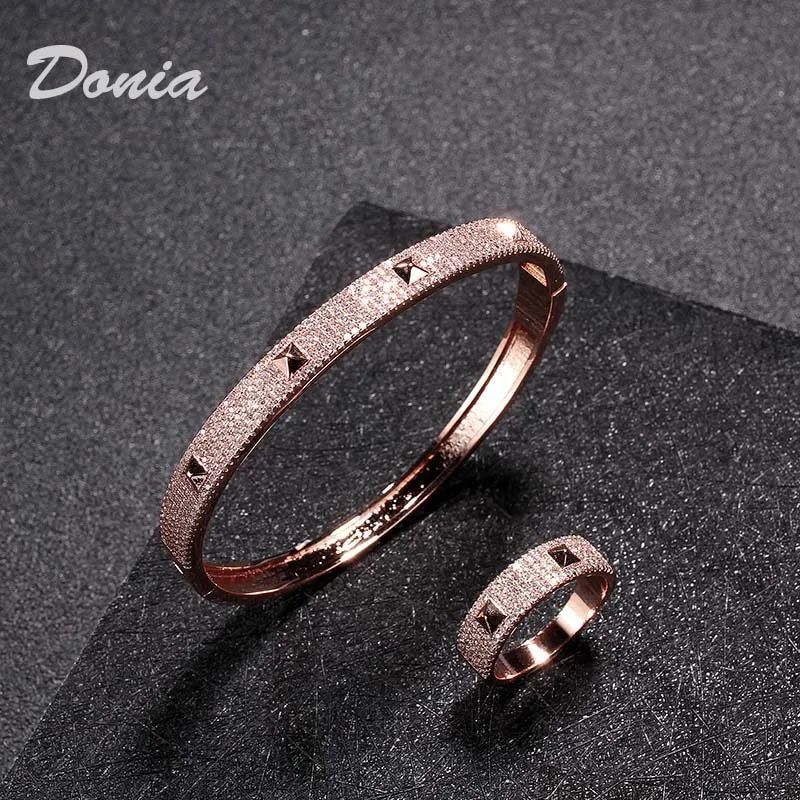 

Donia jewelry Fashion micro-set AAA zircon square nail four-pointed star bracelet set creative opening ladies bracelet set