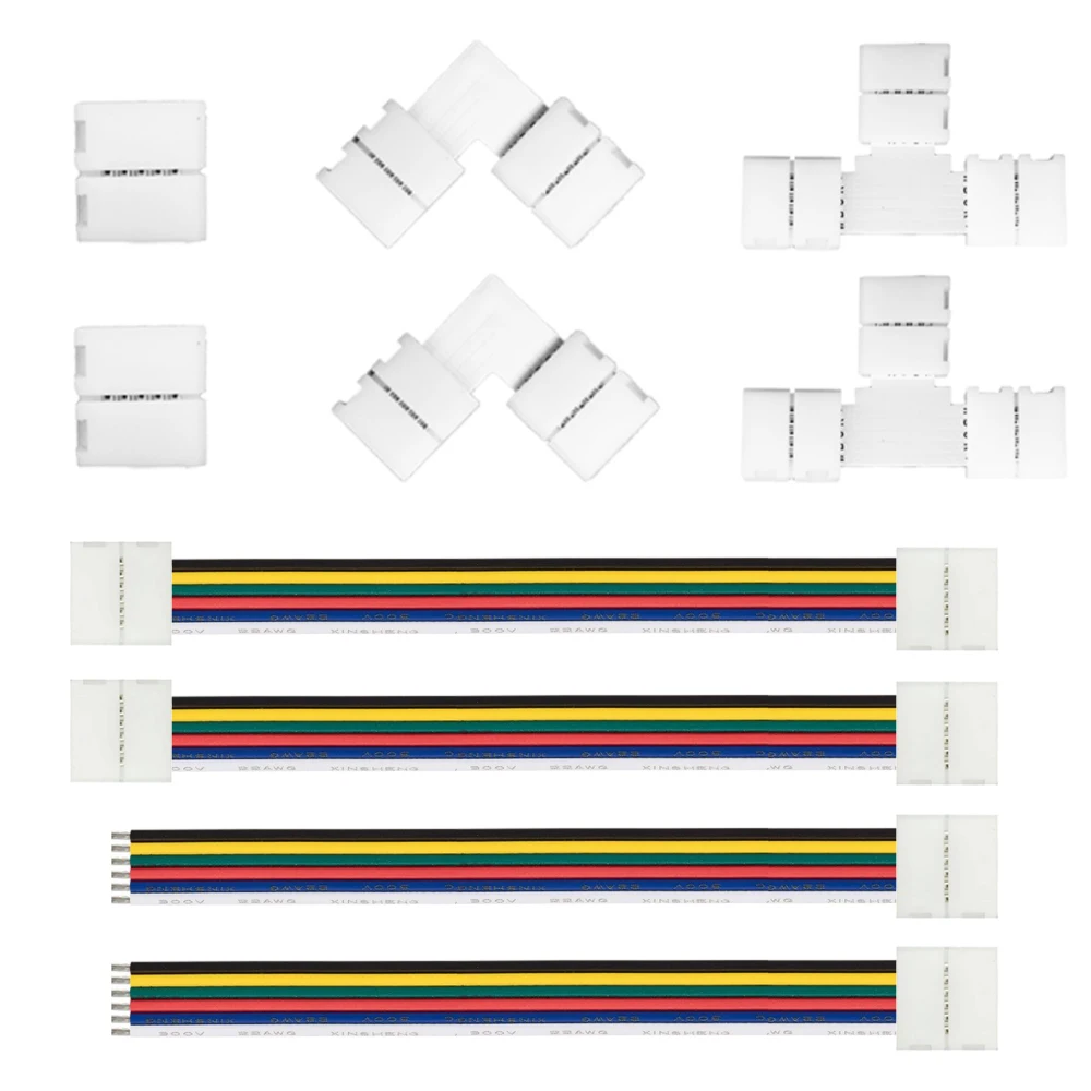 

5pcs/lot 12mm 6PIN 2.0mm spacing RGB+CCT L Shape or T shape No Soldering Easy Connector For RGBCCT RGBCW LED Strip Light