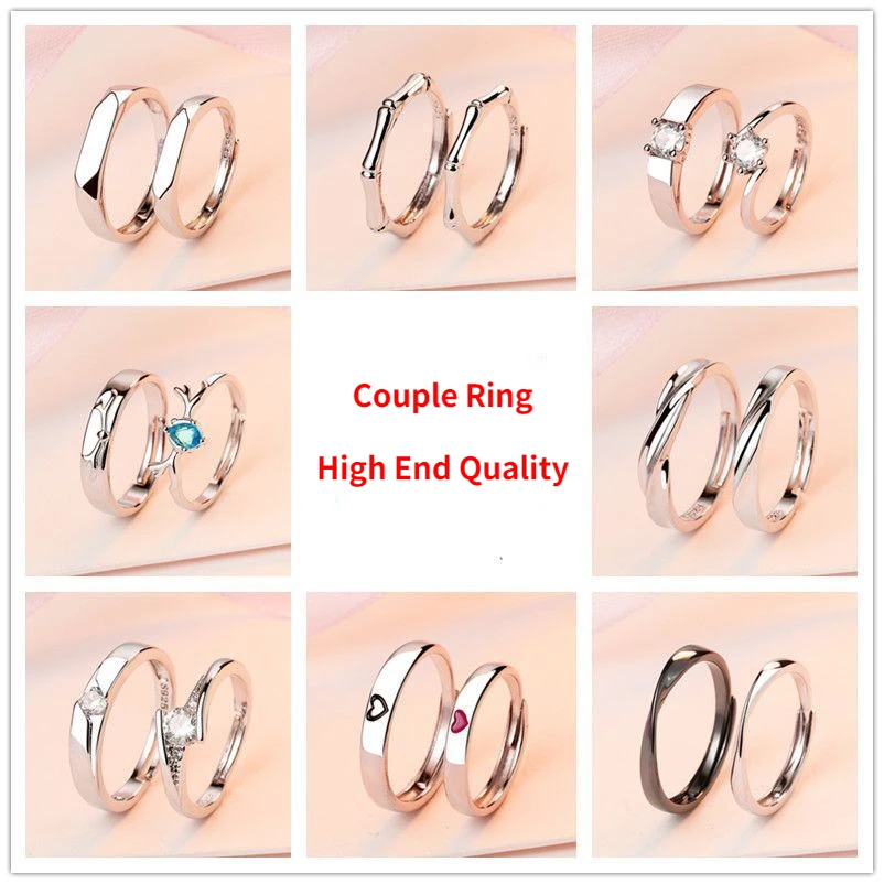 

Couple Rings A Pair Of Crown Zircon Pairs Ring Opening Wedding Simulation Diamond Ring Men And Women Simple Fashion Temperament