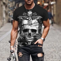 2022 new 3d retro skull printing summer men clothing round neck comfortable oversized size breathable casual fashion t shirts