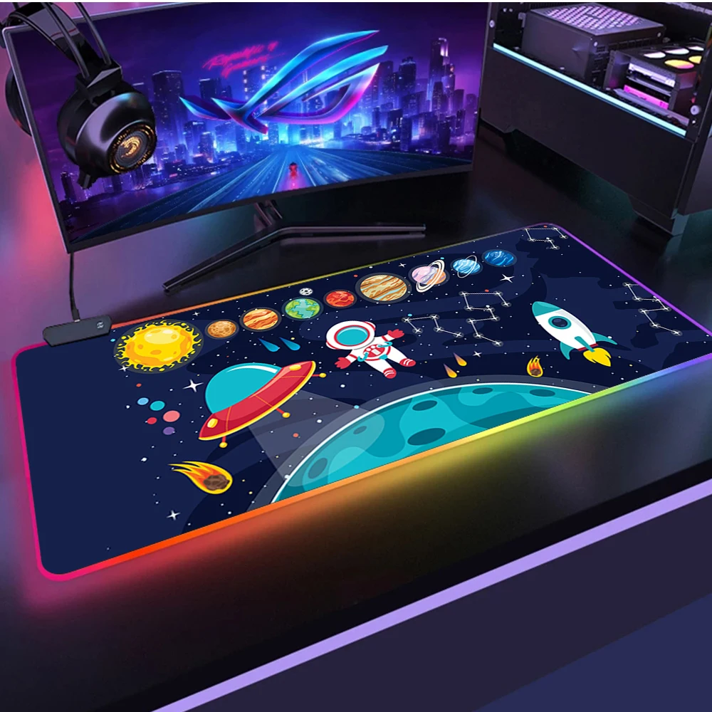 

RGB большие коврики для клавиатуры, универсальная Звездная ночь, семейный игровой резиновый коврик для ноутбука, мыши, коврик для мыши, насто...