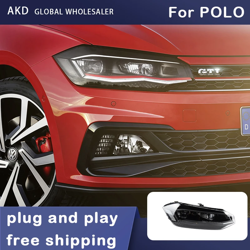 

Стайлинг автомобиля, фары для VW New Polo светодиодный ные фары 2019-2020, передняя фара, дневные Фотоэлектрические линзы, автомобильные аксессуары