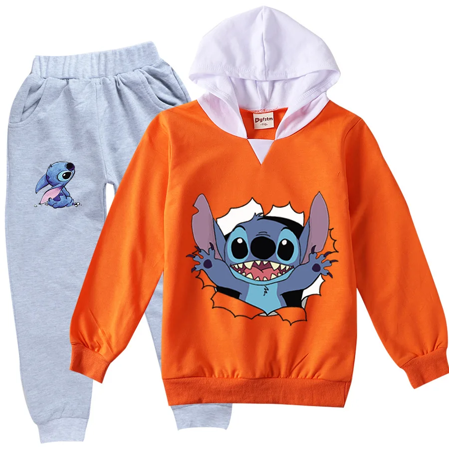 

Disney Stitch Autumn Boy Clothes Girl Clothes Birthday Suit Children's Clothing Hoodies Hot Children's Clothing Set