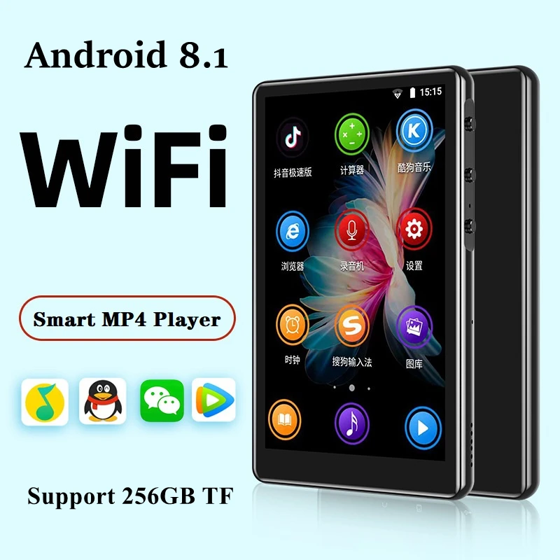 Wifi Bluetooth Android MP4 Player 64GB IPS 5.0 Inch Touch Screen Metal Hifi Music App MP4 Video Music Player TF Card Speaker