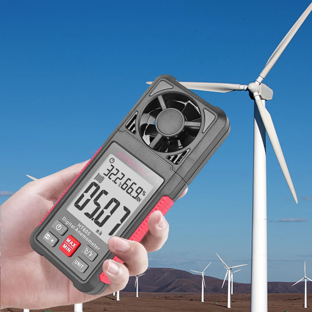 HT605 Digital Anemometer Portable High-Precision Air Volume Tester Wind Speed Meter Handheld Measuring Wind Speed Tools